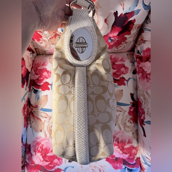 COACH Large Signature Logo Canvas and Leather Hobo Bag - Picture 7 of 14